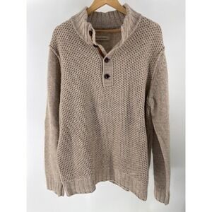 Tommy Bahama Quarter Zip Sweater Mens XL Tan Lambswool Knit Pullover Classic
